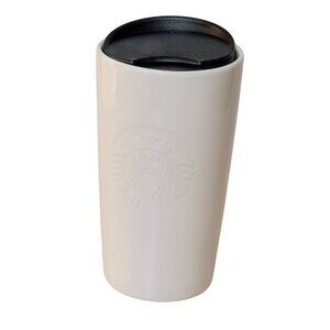 Starbucks 12 Fl Oz White Ceramic Tumbler With Black Lid